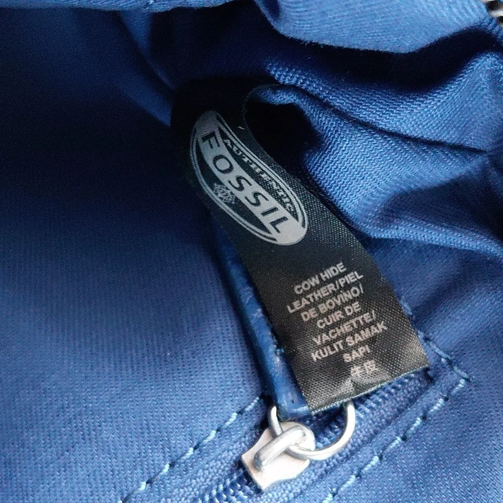 Fossil Navy Leather Crossbody Bag